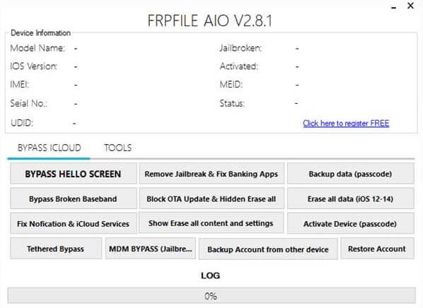 Features of iFrpfile all In one v2.8.5 iCloud Tool