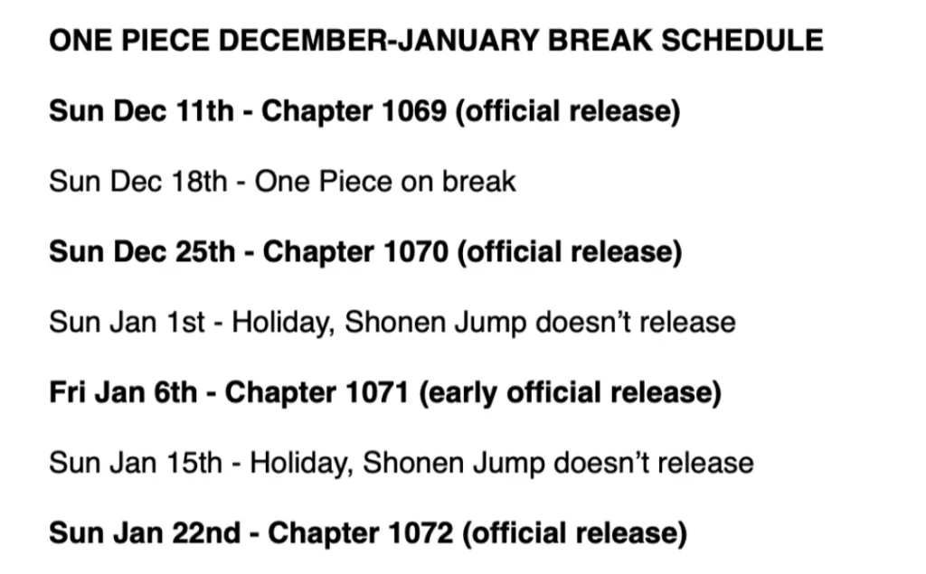 One Piece Chapter 1071 Release Date