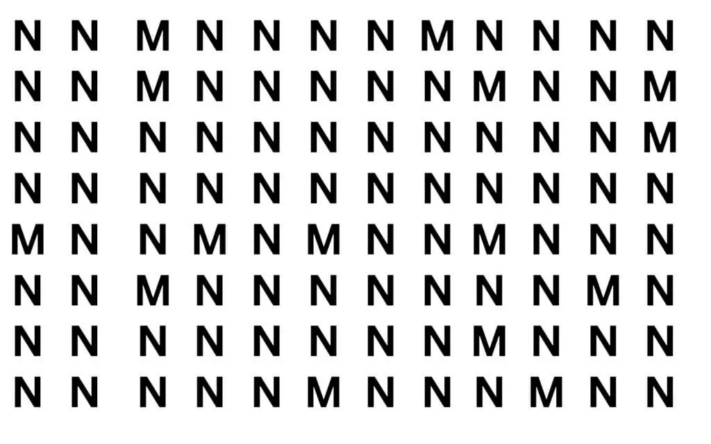 Optical Illusion 10 Second to Find All M Letter