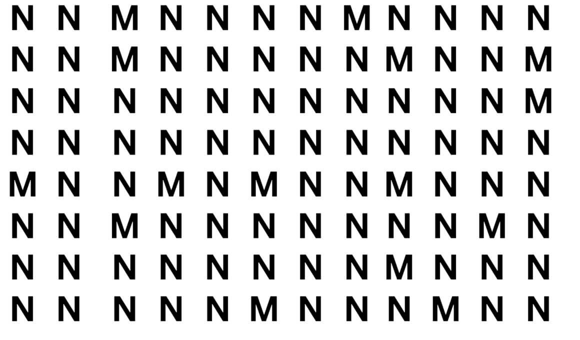 Optical Illusion 10 Second to Find All M Letter